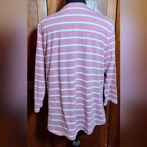 SONOMA Striped Pink and White Lace-Up Top - Picture 4 of 5
